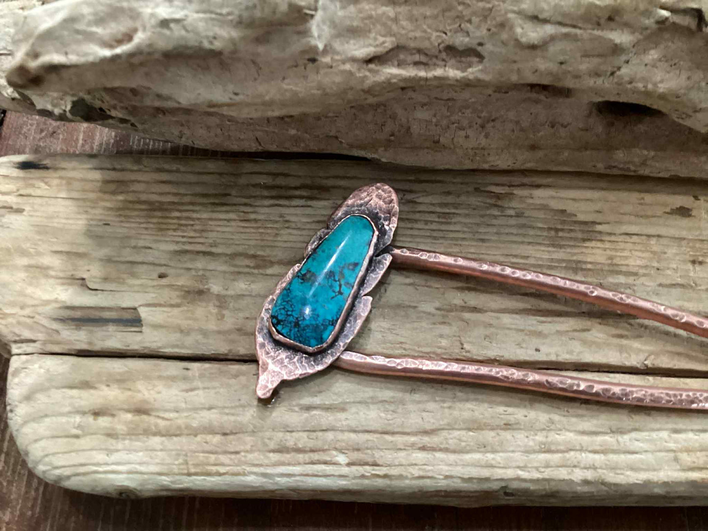 Copper and Turquoise Hair Pick