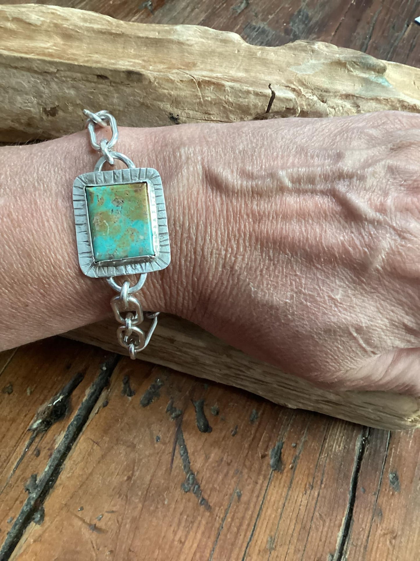 Sterling Silver and Turquoise chain and link Bracelet