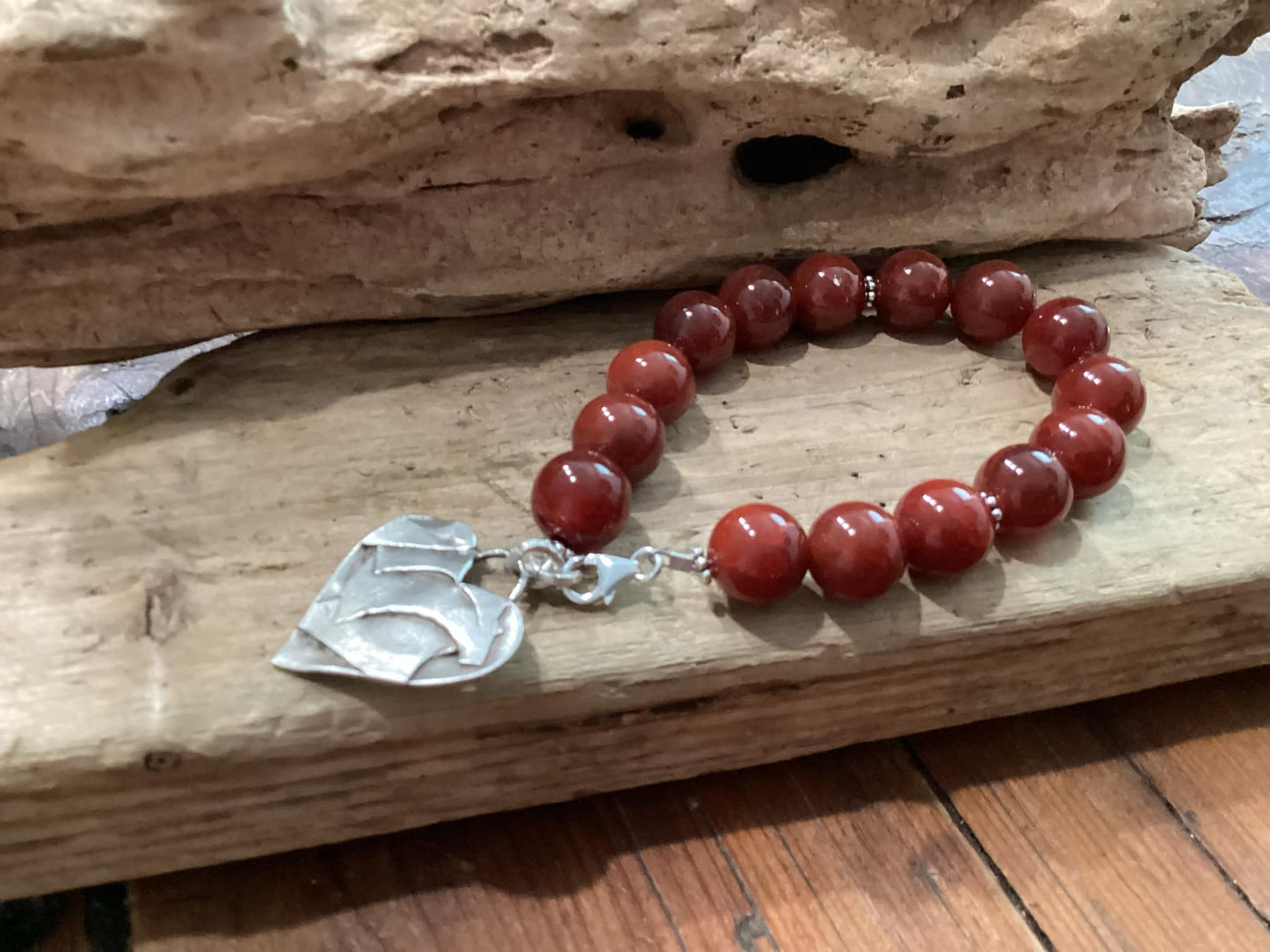 Sterling Silver Beaded Heart Bracelet