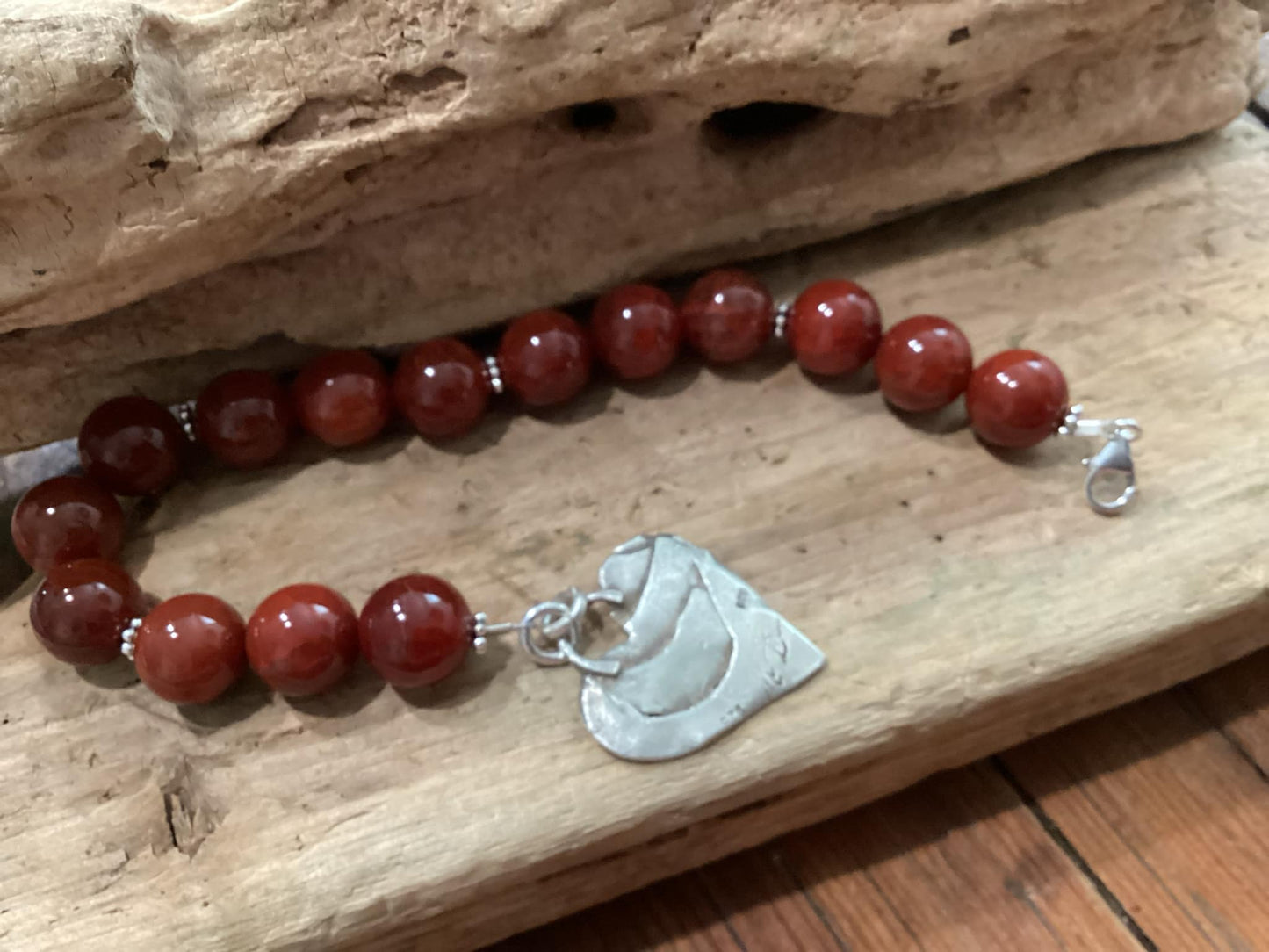 Sterling Silver Beaded Heart Bracelet