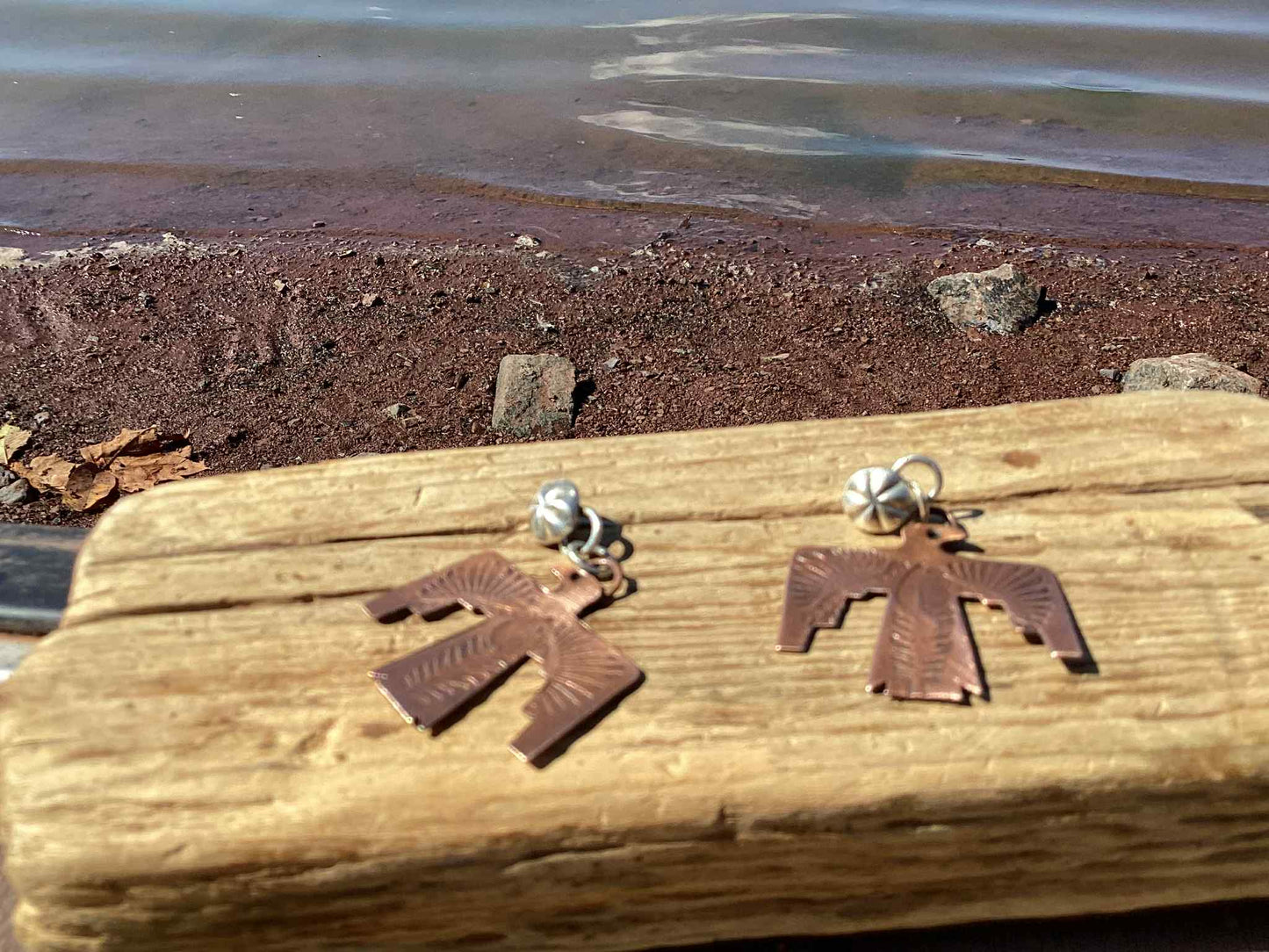 Sterling Silver and Copper Phoenix Earrings