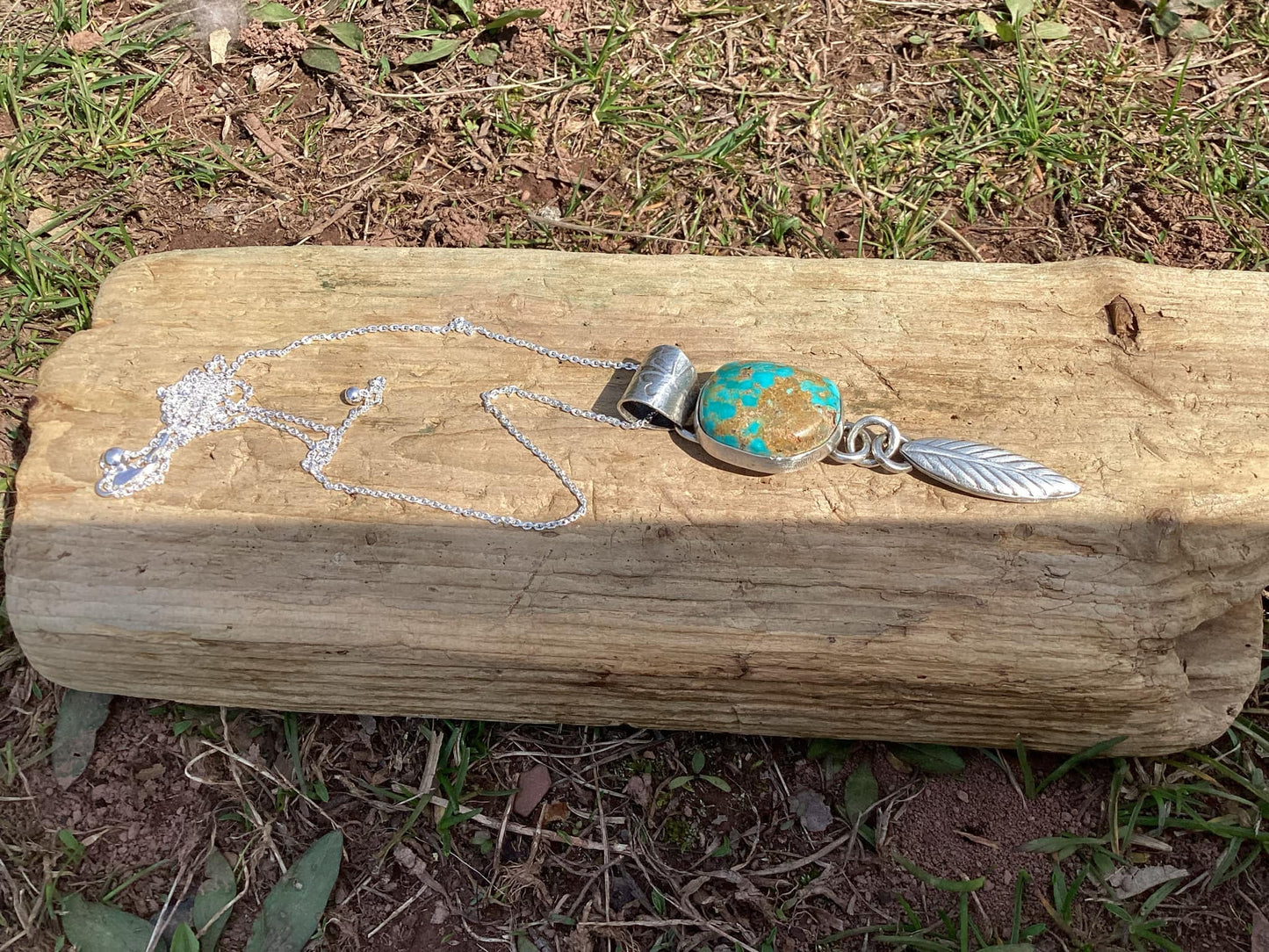 Sterling Silver and Turquoise Feather Necklace