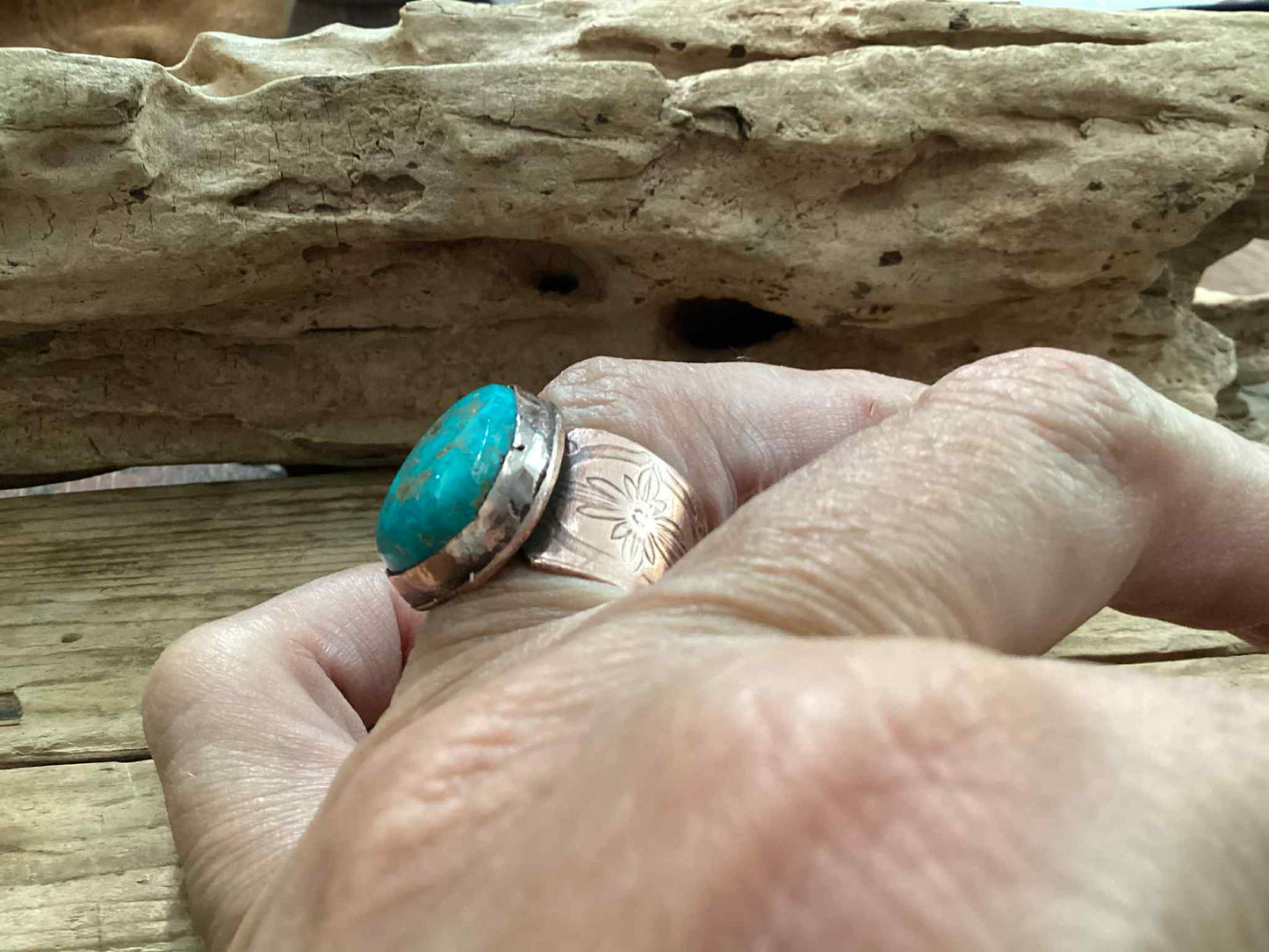 Copper and Turquoise Statement Ring