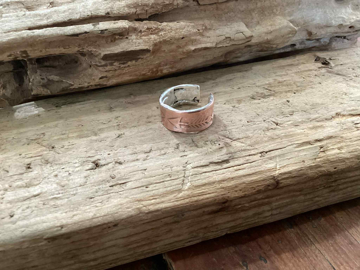 Copper and Sterling Silver Arrow Ring