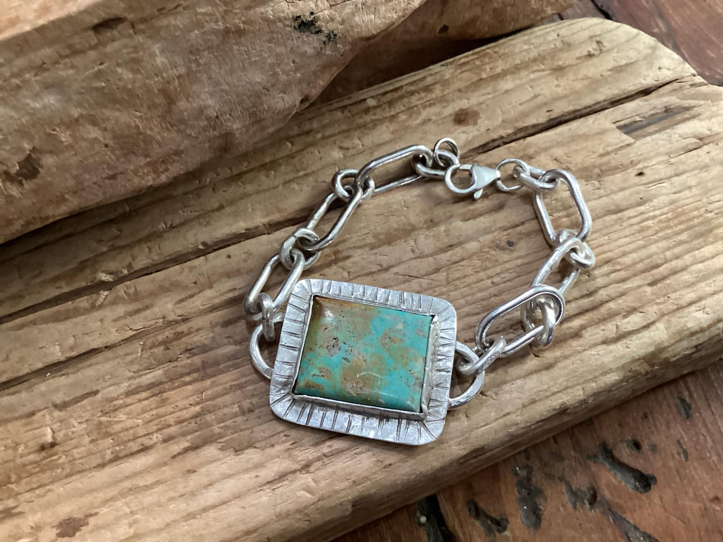 Sterling Silver and Turquoise chain and link Bracelet