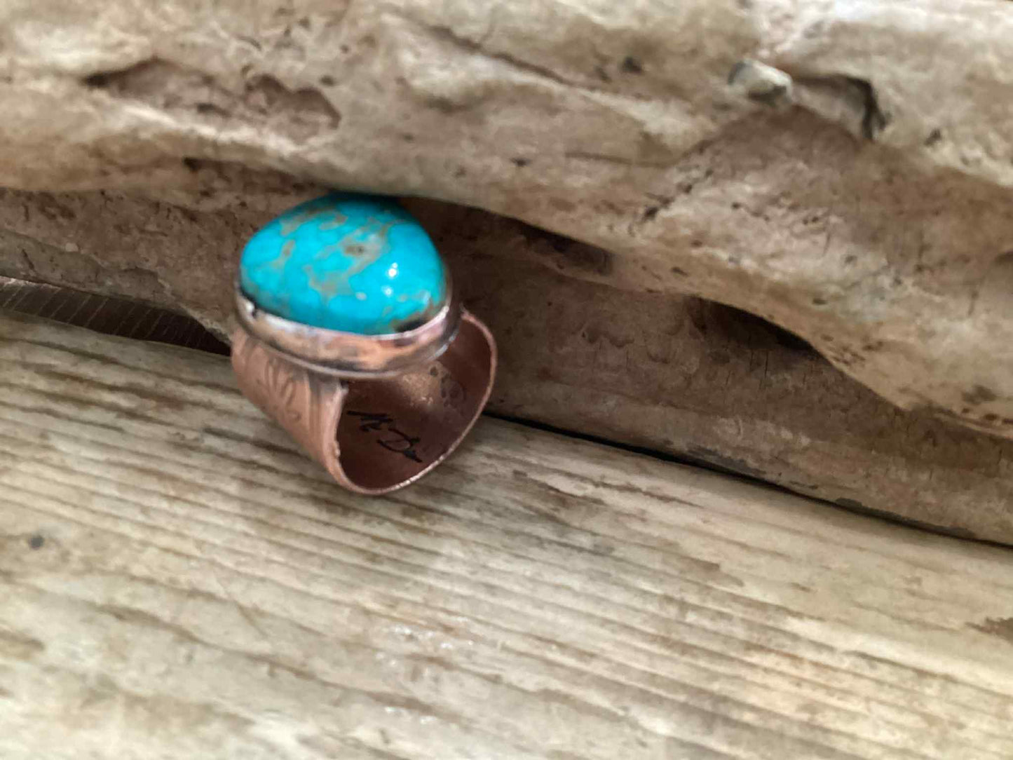 Copper and Turquoise Statement Ring