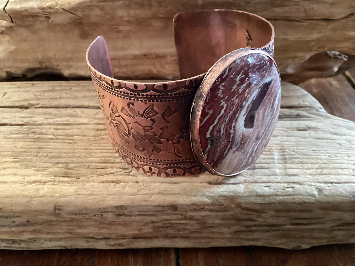 Copper and Rhodonite Cuff Bracelet