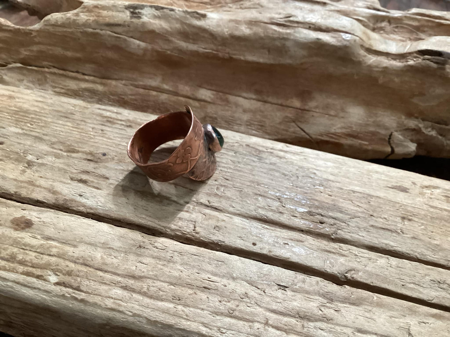 Copper and Jade Hand Forged Ring