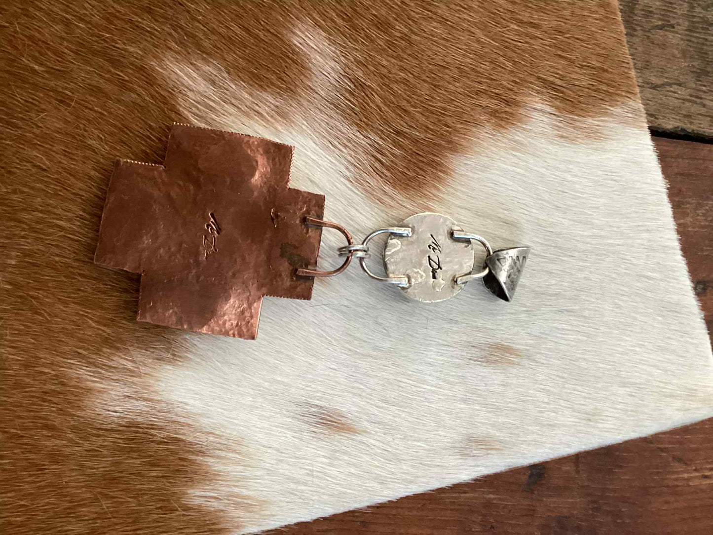 Sterling Silver, Copper and Nickel Turquoise Pendant