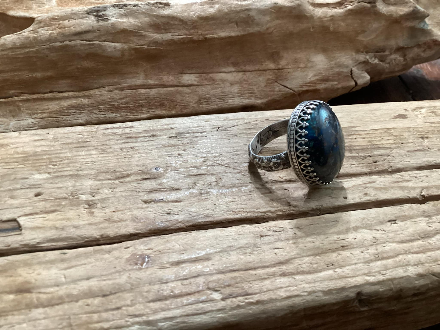 Sterling Silver and Azurite Statement Ring