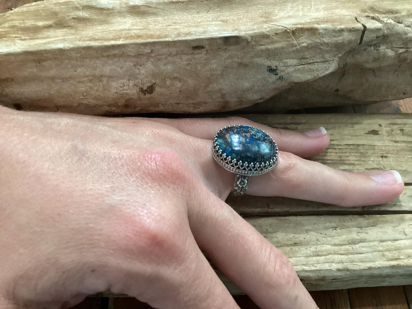 Sterling Silver and Azurite Statement Ring