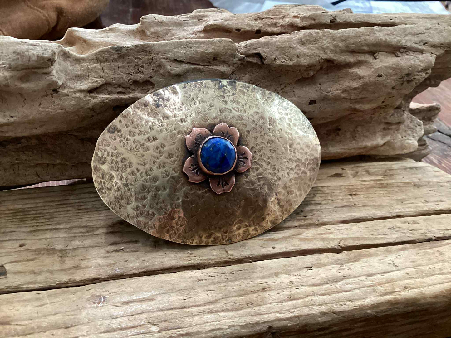 Copper, Brass and Lapis Belt Buckle