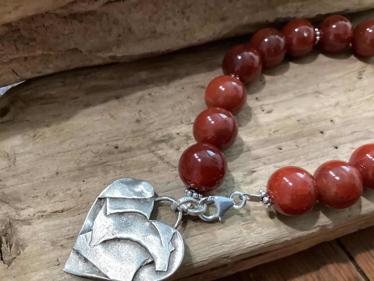 Sterling Silver Beaded Heart Bracelet