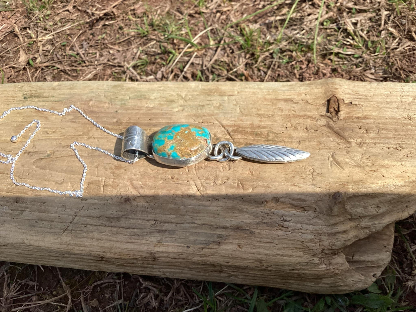 Sterling Silver and Turquoise Feather Necklace