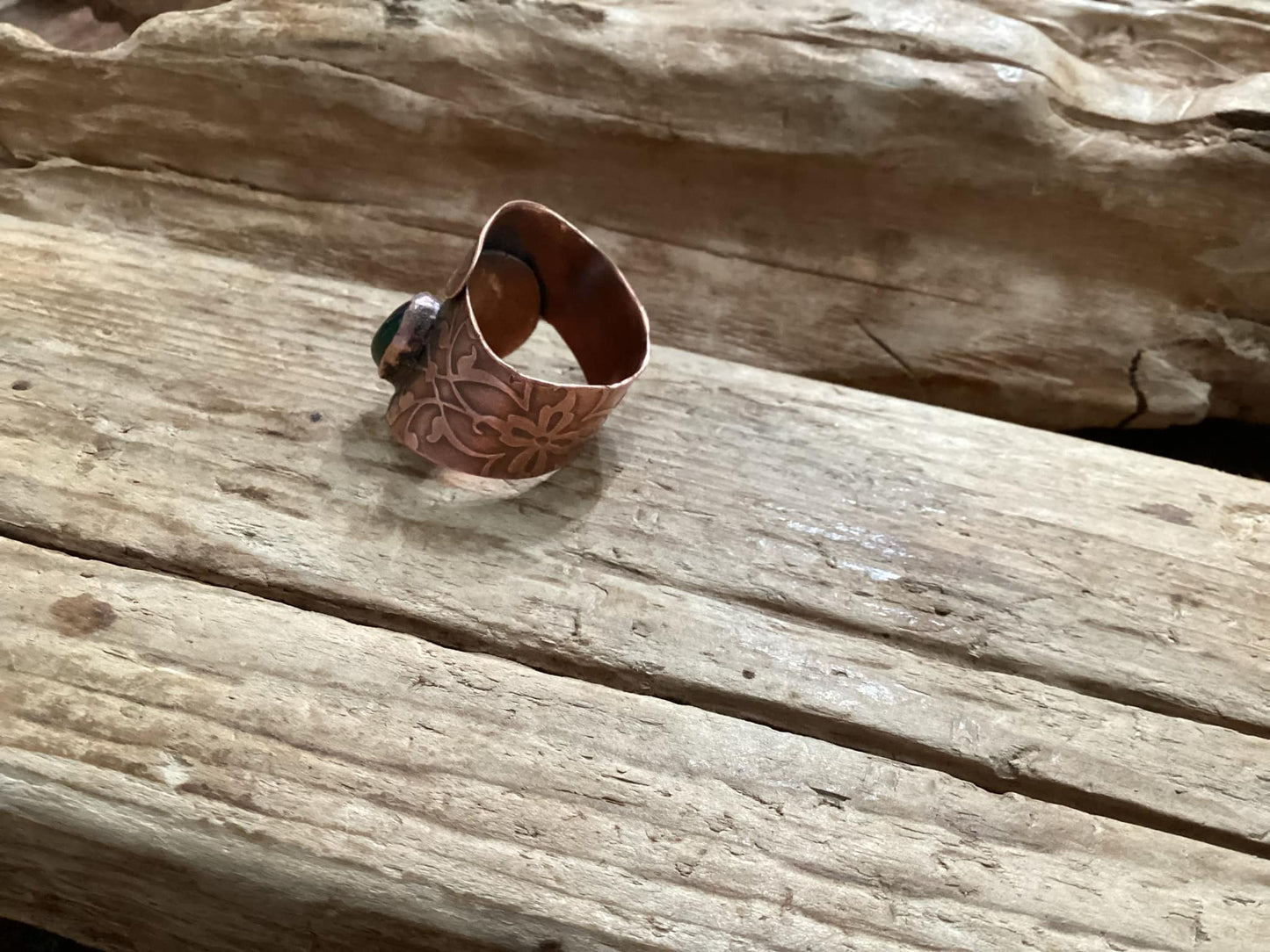 Copper and Jade Hand Forged Ring