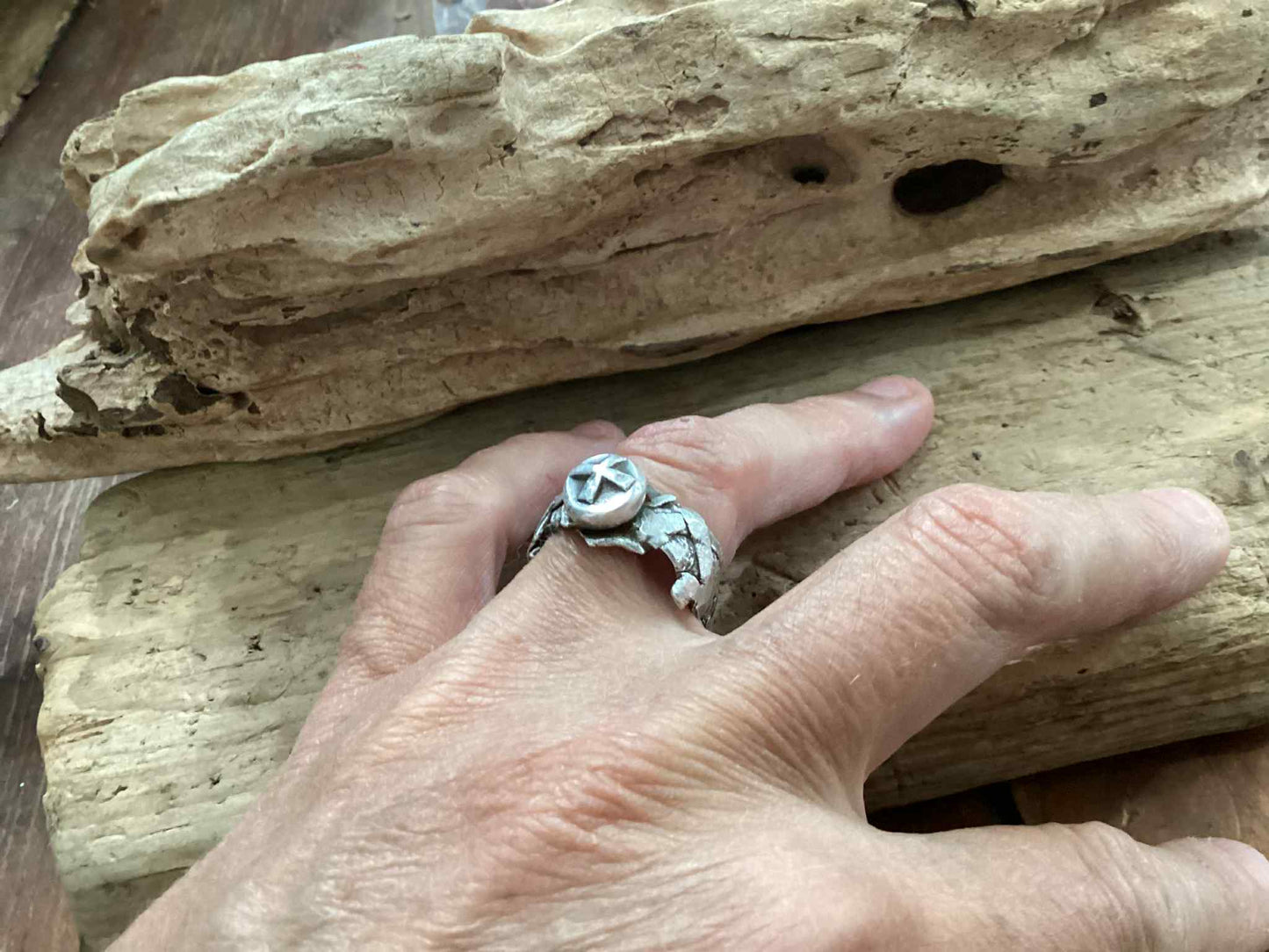 Sterling Silver Reticulated Cross Ring