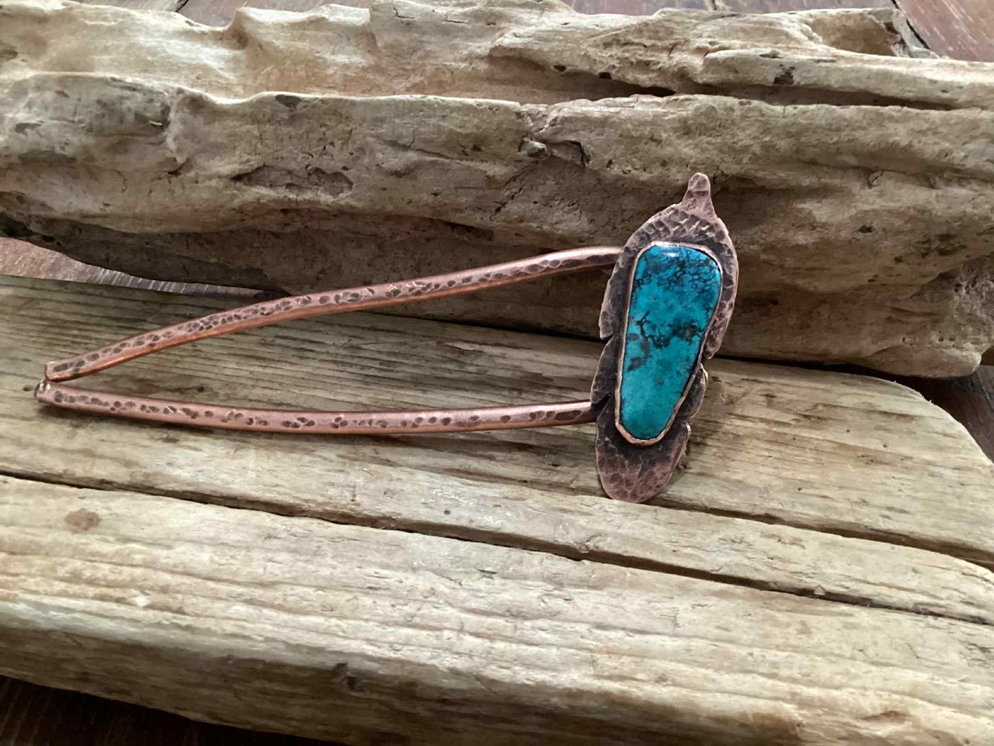 Copper and Turquoise Hair Pick