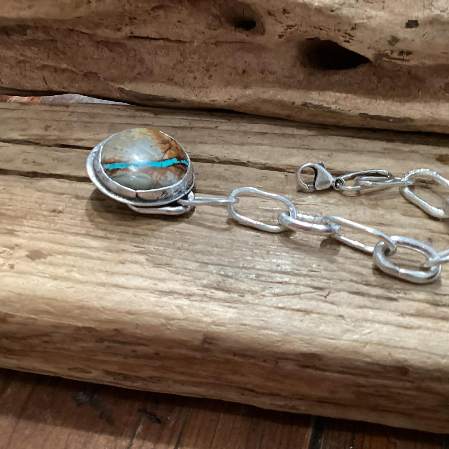 Sterling Silver and Turquoise Link Bracelet
