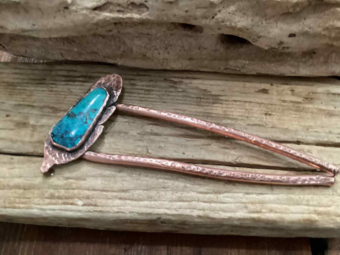 Copper and Turquoise Hair Pick
