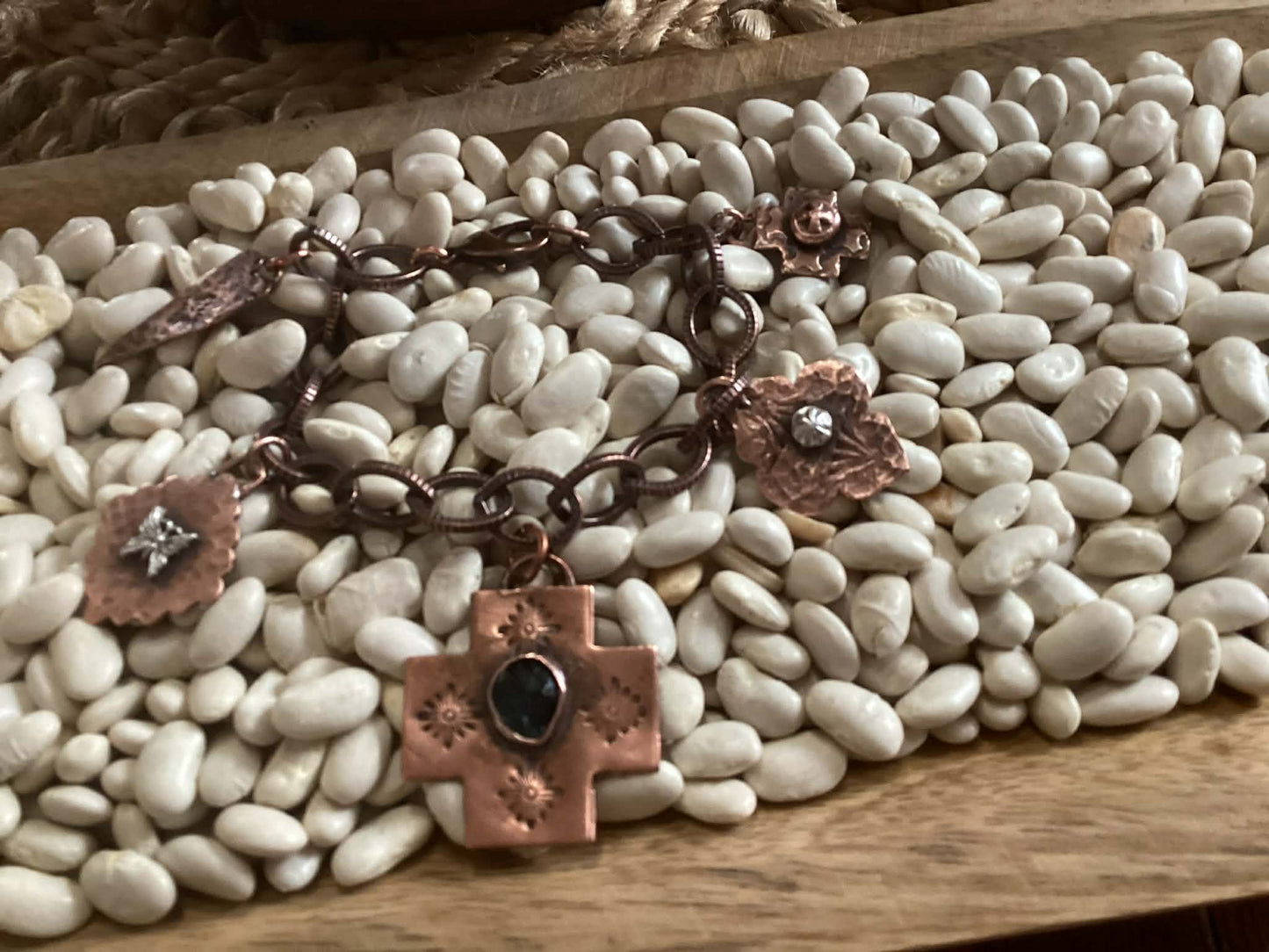 Sterling Silver and Copper Charm Bracelet