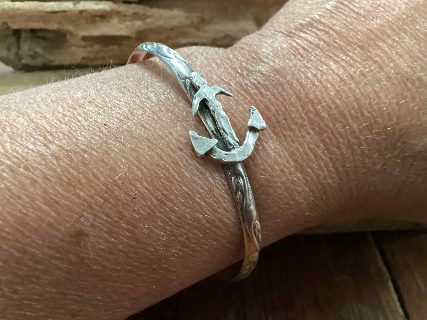 Sterling Silver Anchor Cuff Bracelet