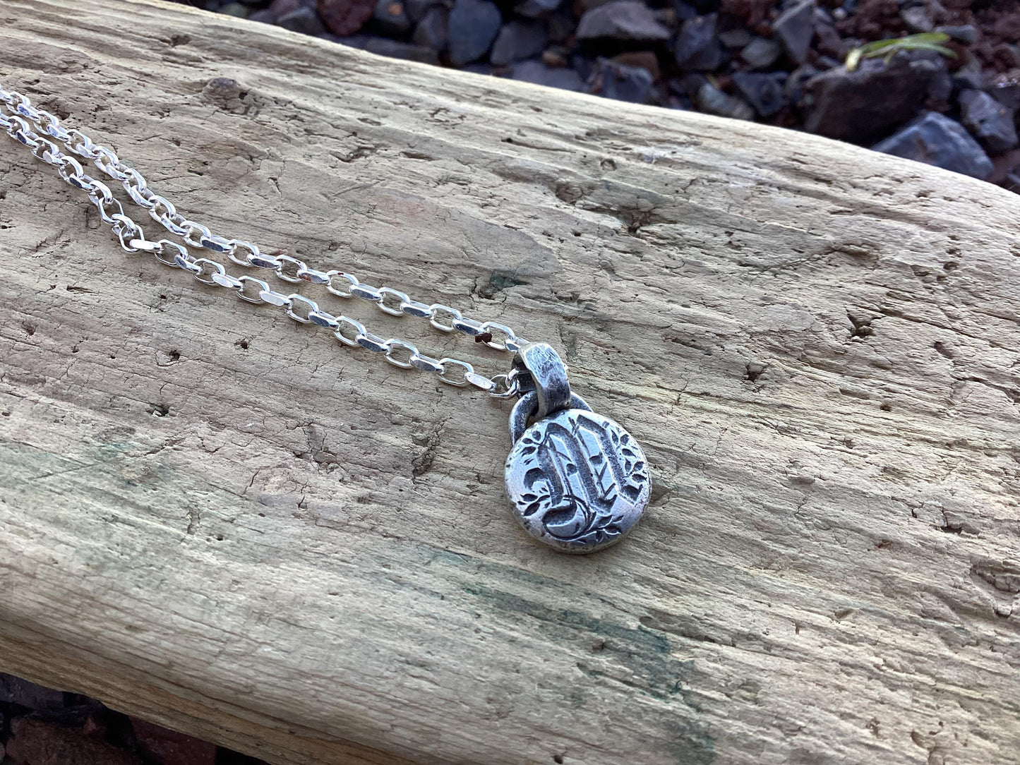 Sterling Silver Art Nouveau Initial Necklace