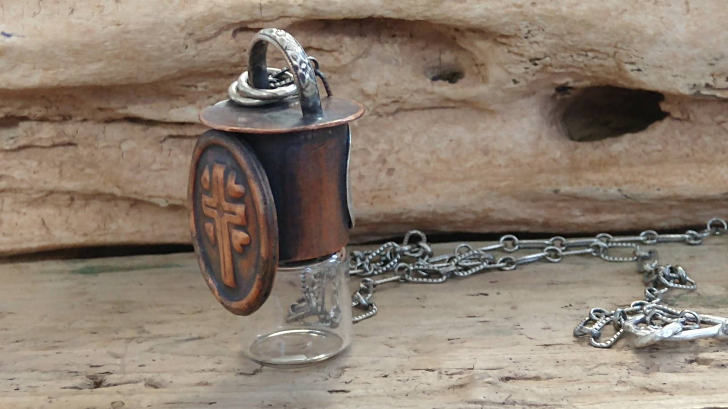 Sterling and Copper Rollerball Necklace