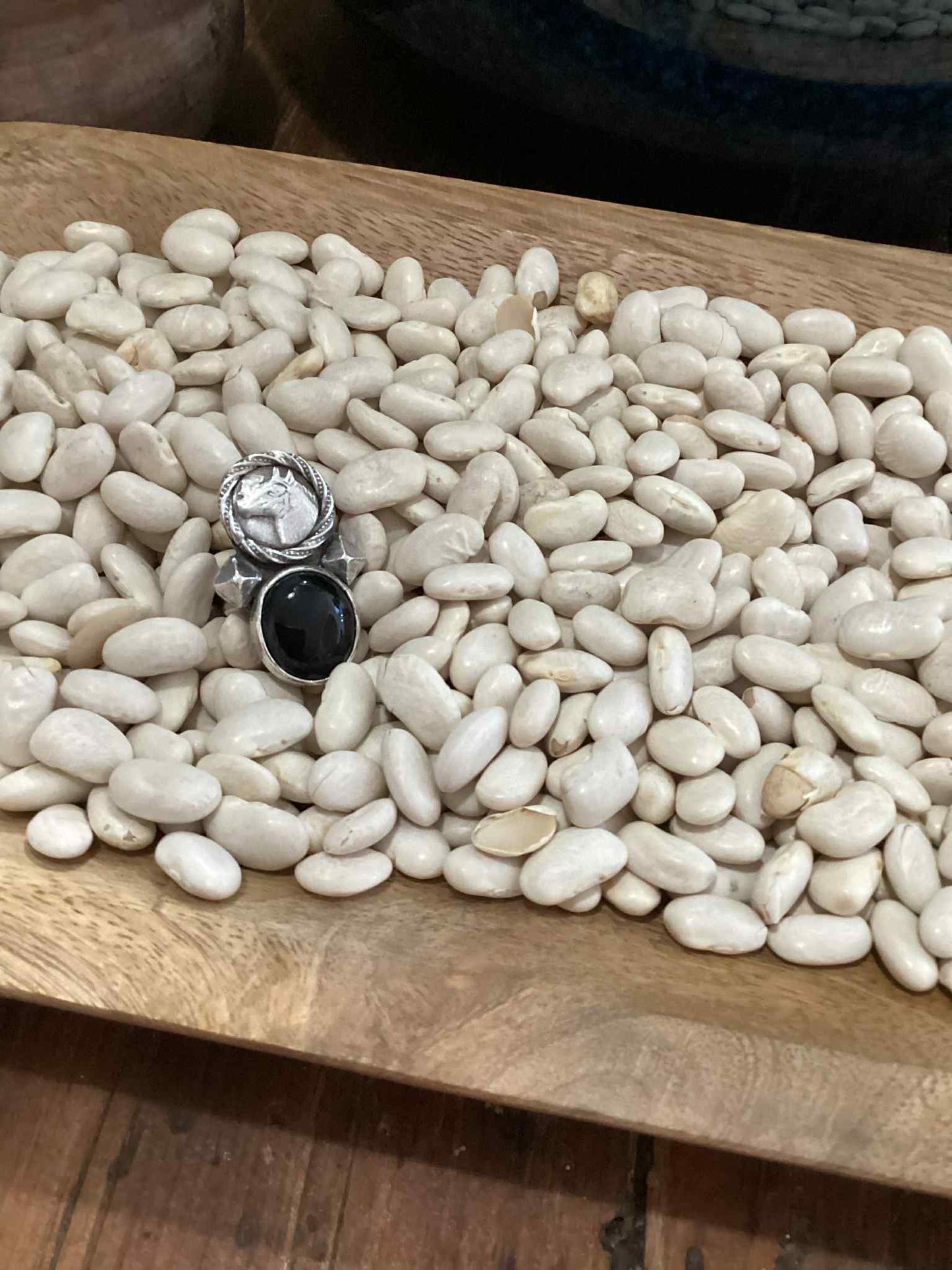 Sterling Silver and Onyx Horse Ring
