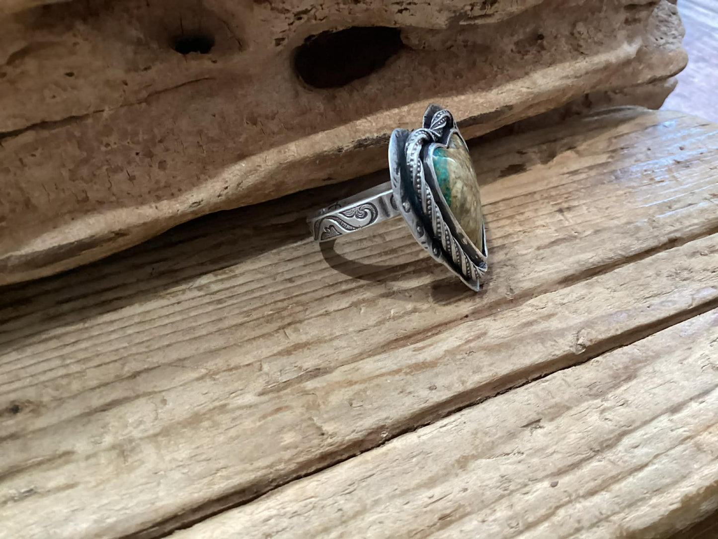 Sterling Silver and Turquoise Heart Ring