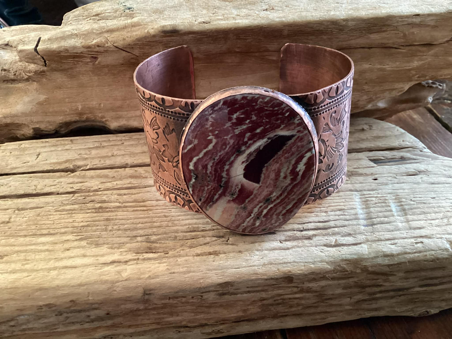 Copper and Rhodonite Cuff Bracelet