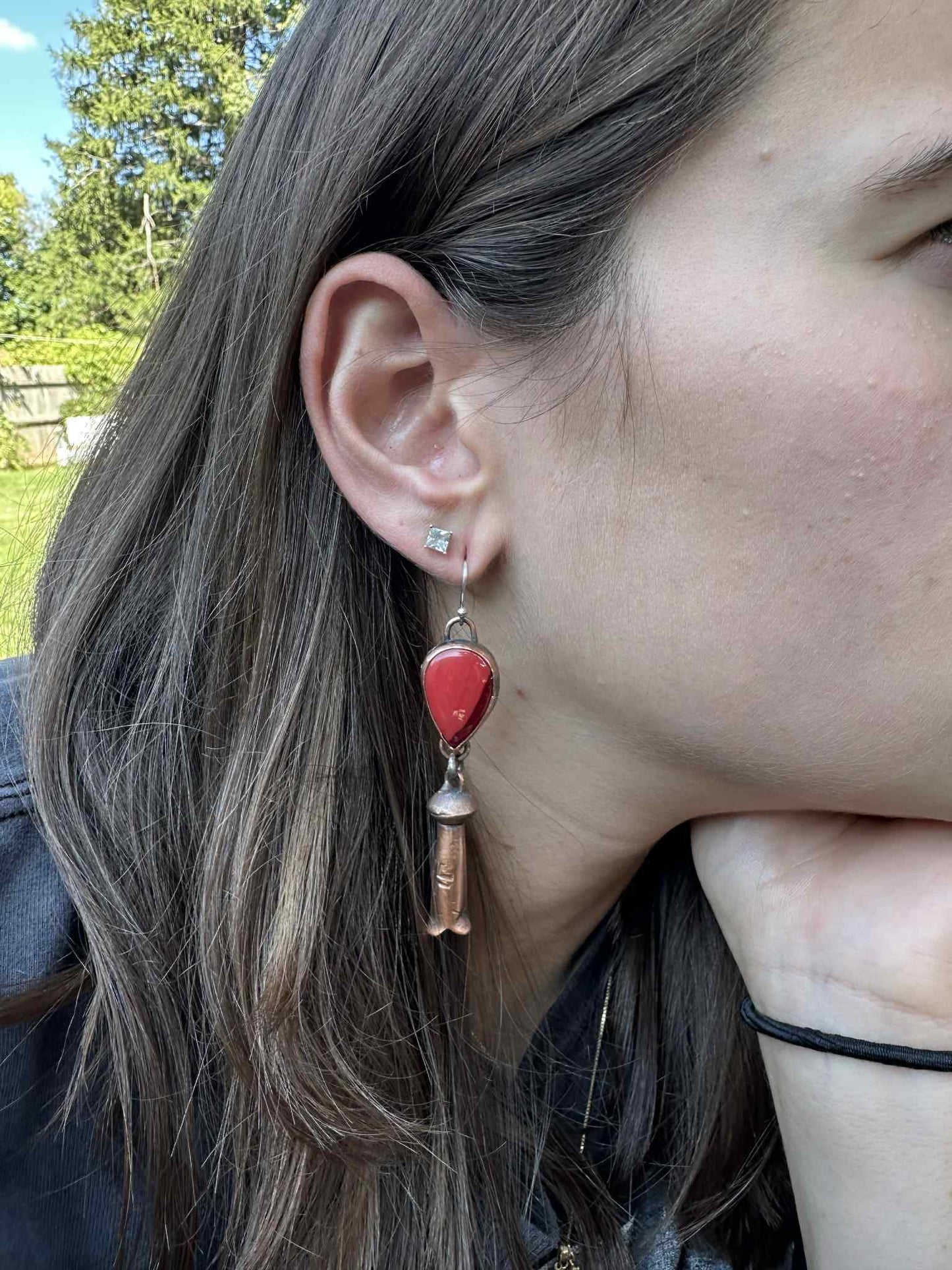 Sterling Silver, Copper and Rosarita Earrings