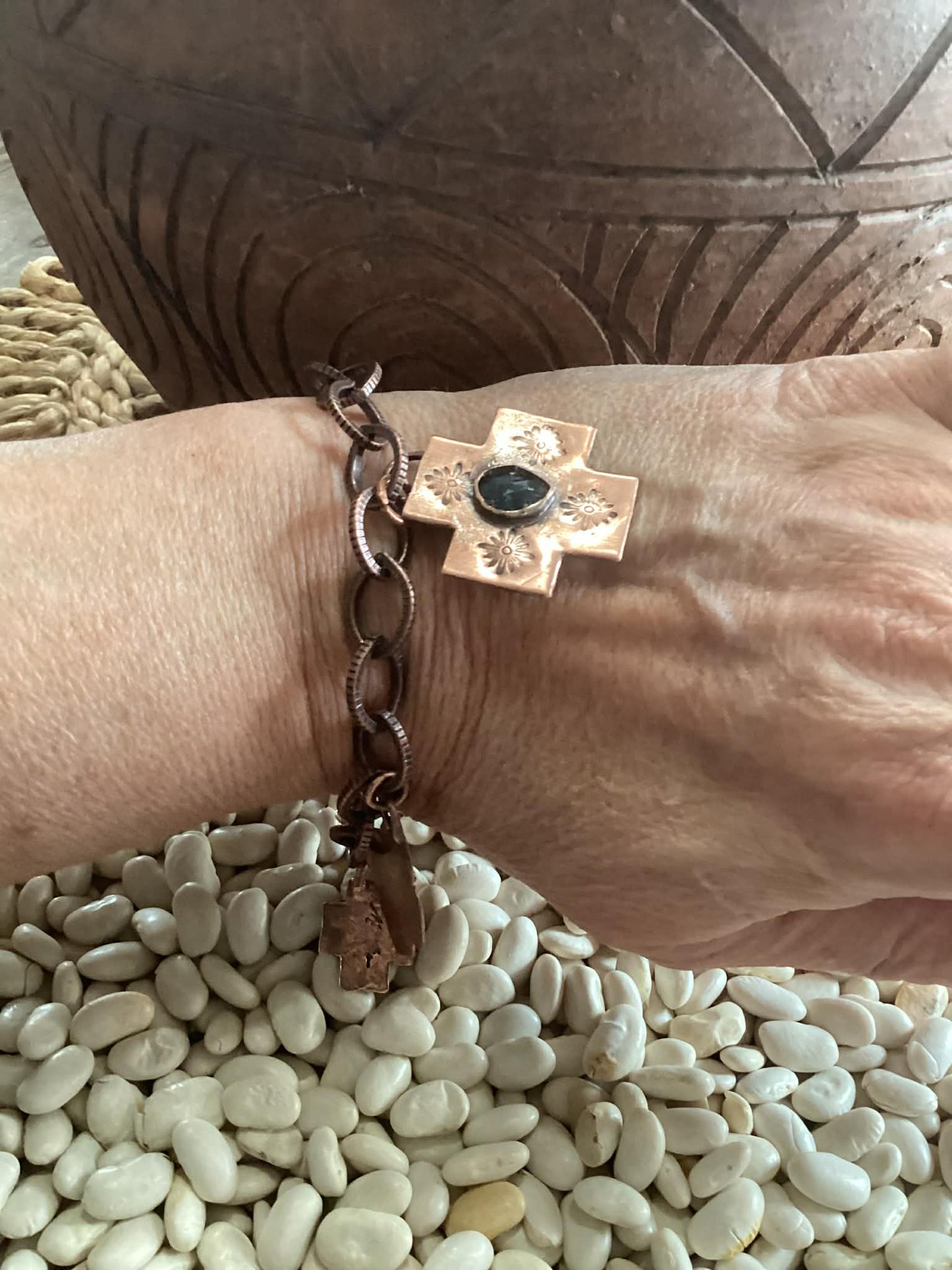 Sterling Silver and Copper Charm Bracelet