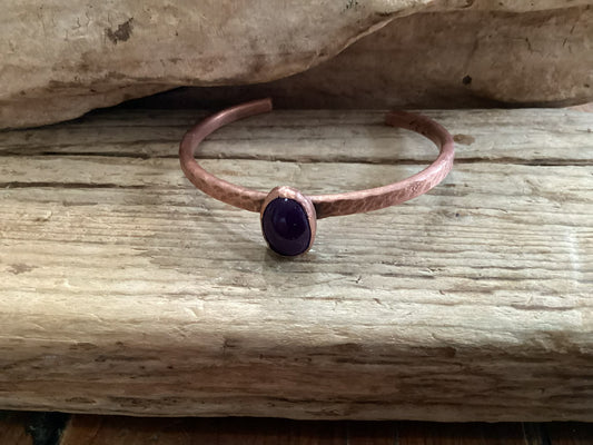 Copper and Amethyst Cuff Bracelet