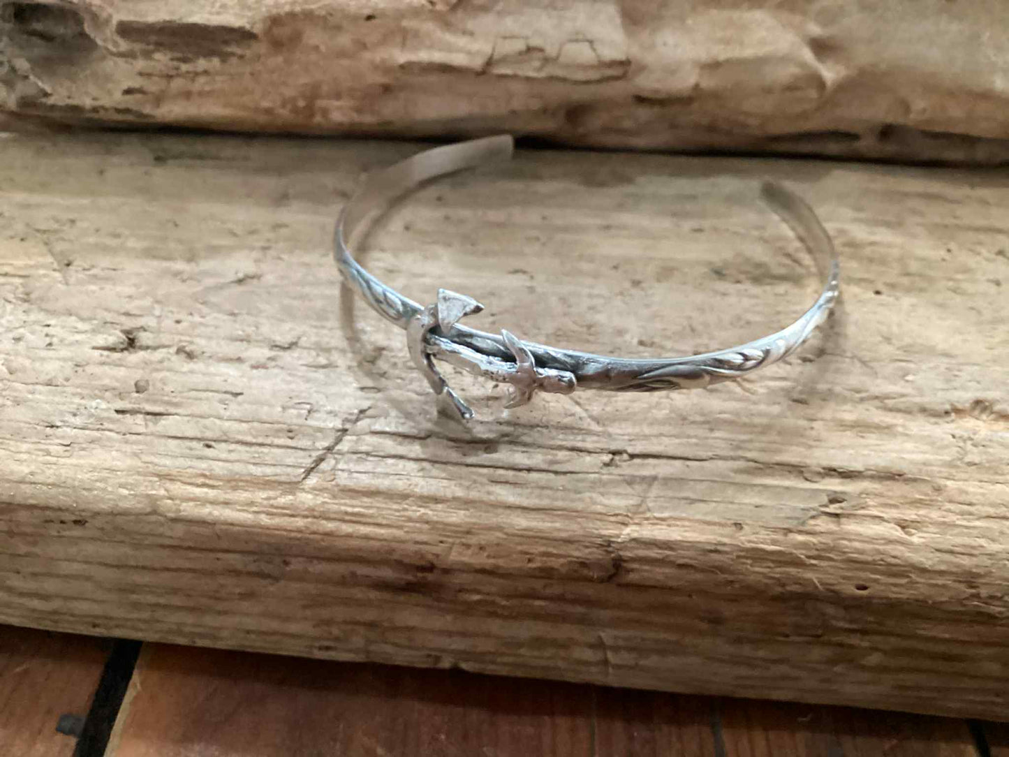 Sterling Silver Anchor Cuff Bracelet