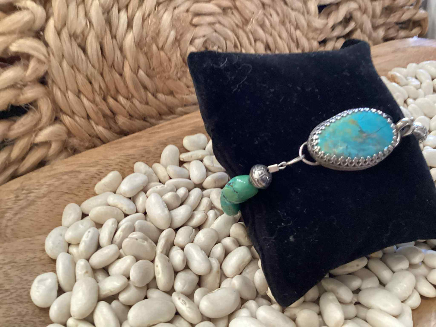 Sterling Silver and Turquoise Beaded Bracelet