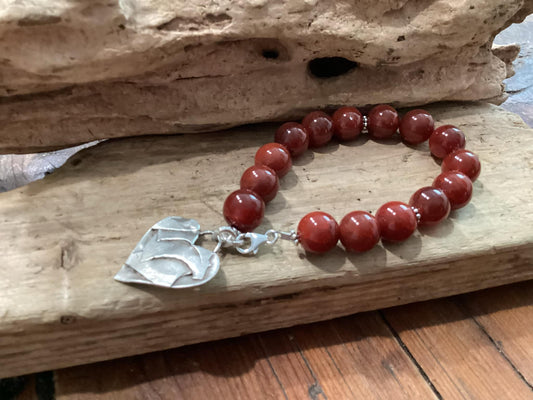 Sterling Silver Beaded Heart Bracelet
