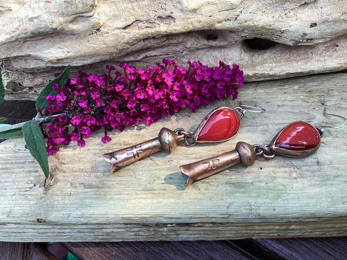 Sterling Silver, Copper and Rosarita Earrings