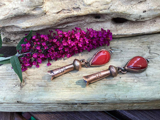 Sterling Silver, Copper and Rosarita Earrings