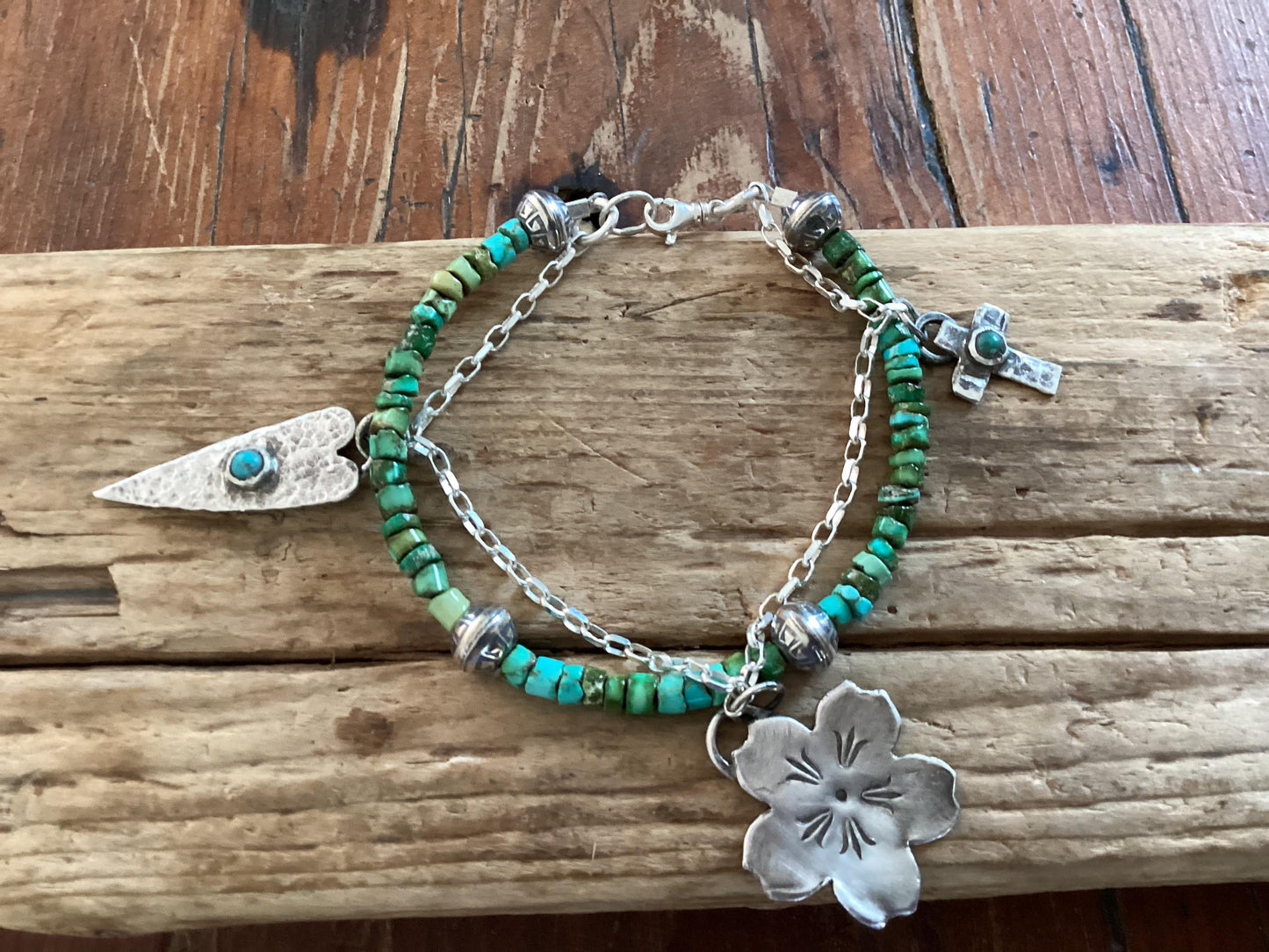 Sterling Silver and Turquoise Charm Bracelet
