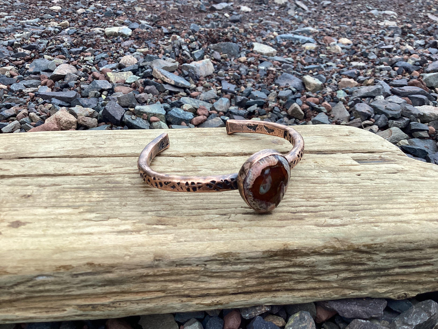 Copper and Mexican Fire Opal Cuff Bracelet
