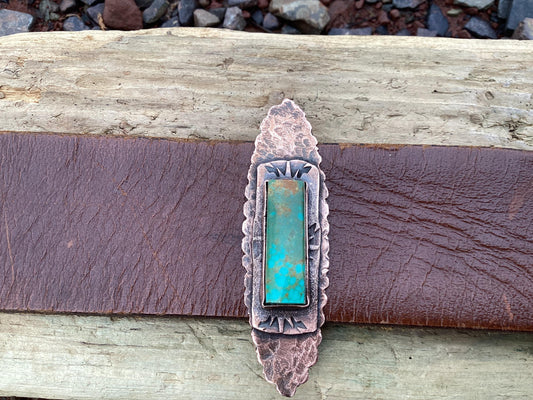 Leather, Copper and Turquoise Cuff Bracelet