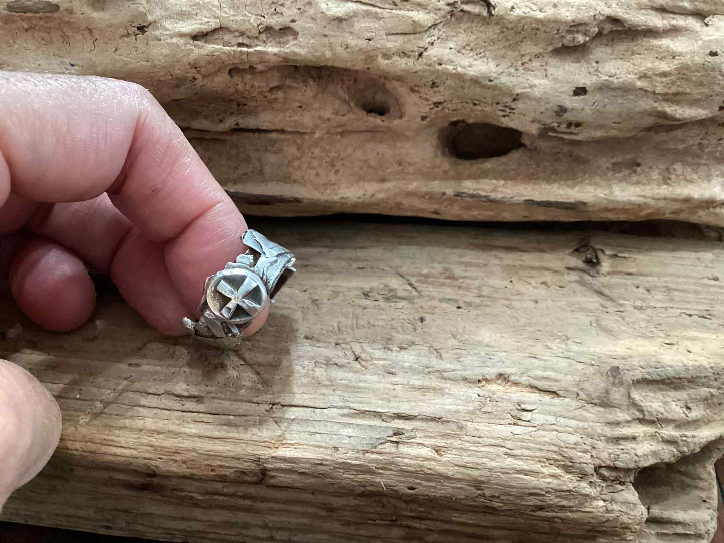 Sterling Silver Reticulated Cross Ring