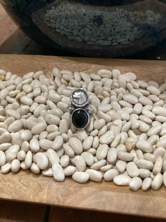 Sterling Silver and Onyx Horse Ring