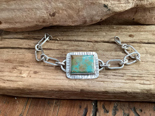 Sterling Silver and Turquoise chain and link Bracelet