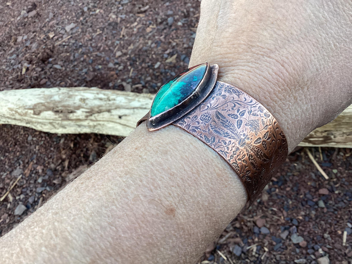 Copper and Chrysocolla Cuff Bracelet