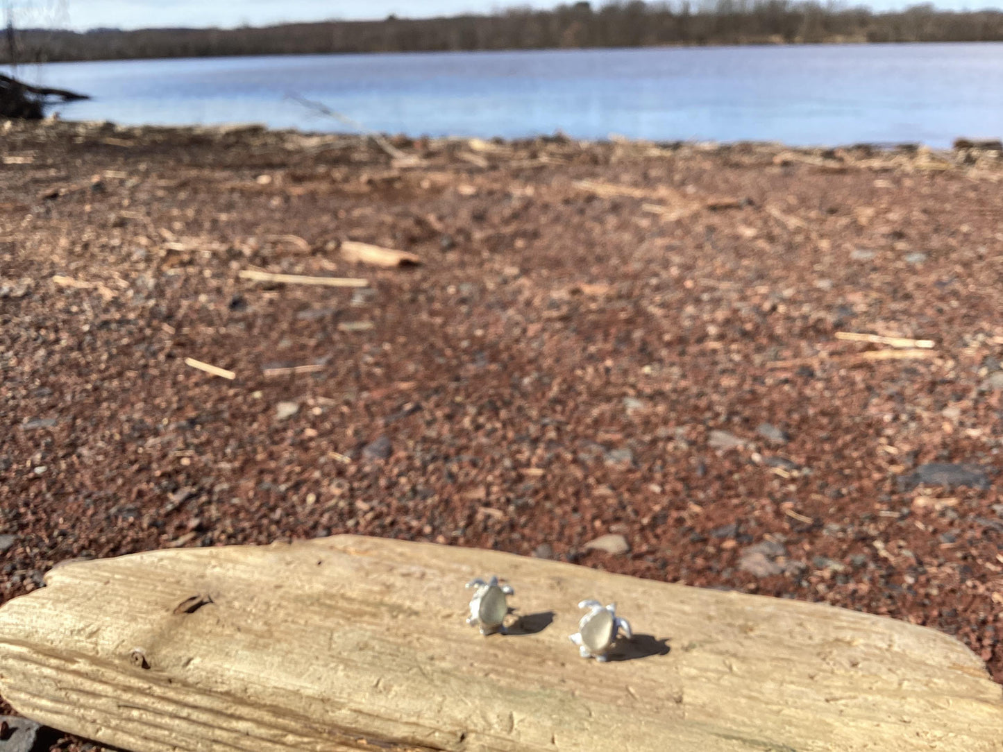 Sterling Silver, Sea Glass Earrings