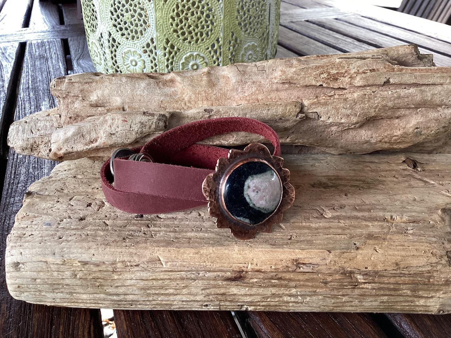 Copper and Gemstone Wrap Bracelet
