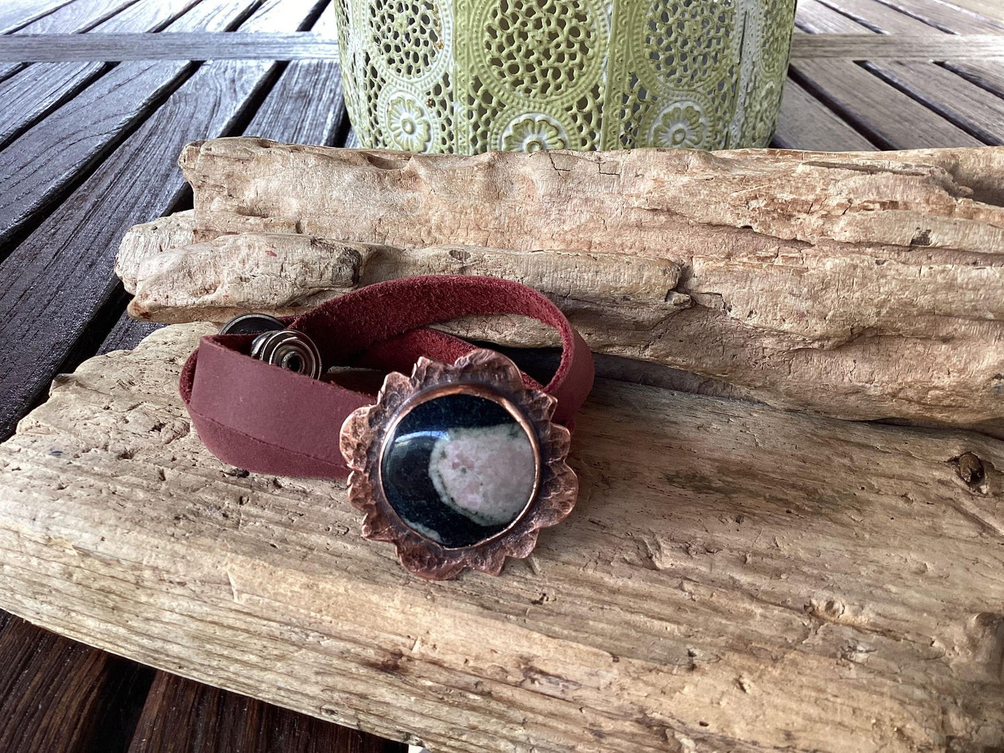 Copper and Gemstone Wrap Bracelet