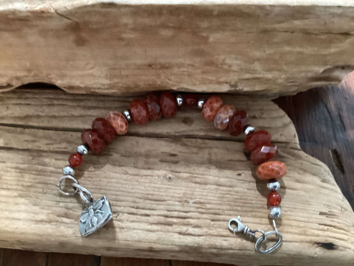 Sterling Silver and Agate, Bee Bracelet