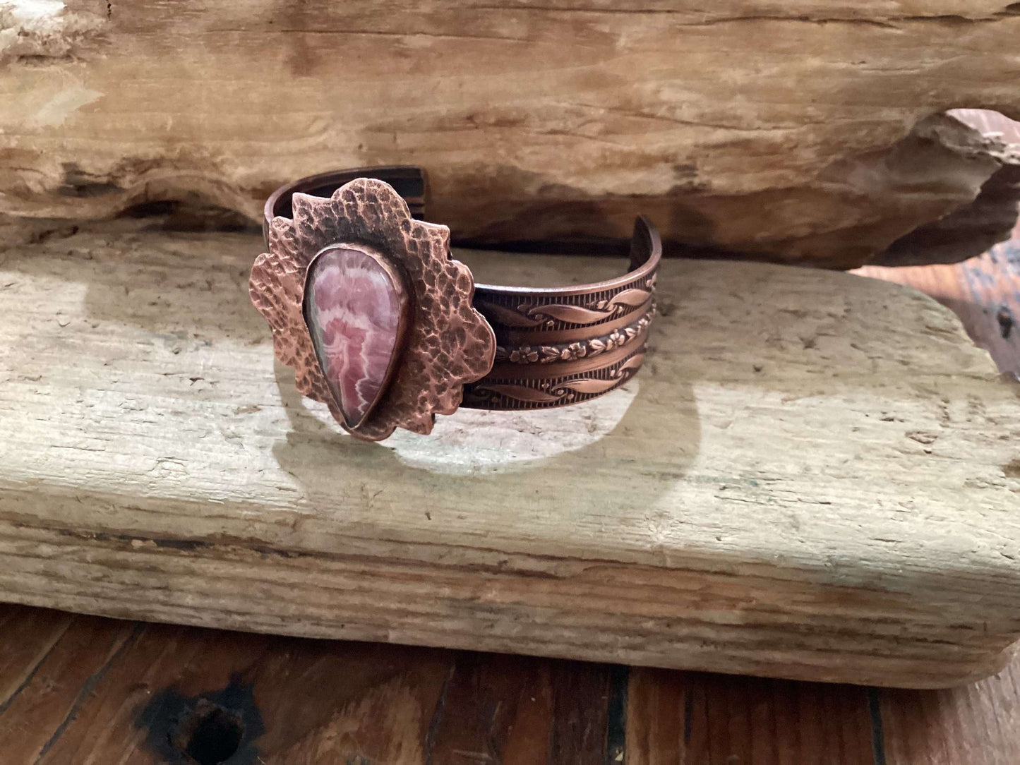 Copper and Rhodonite Cuff Bracelet